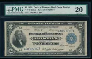 AC Fr 749 1918 $2 ボストン FRBN 戦艦 PMG 20。