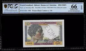 フランス産ソマリランド標本 10 フラン 1946 PCGS 66 OPQ UNC P # 19s ジブチ