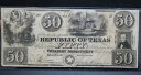 1840年 50ドル50ドル、VF+、テキサス州オースティン、廃止された紙幣