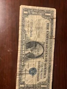 シリーズ 1957 ブロック U-A ブルー シール 米国 1 ドル銀証紙幣