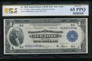 AC Fr 712 1918 $1 FRBN ˥塼衼 PCGS 65 PPQ ̤ή !