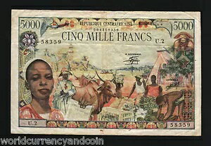 中央アフリカ共和国 5000 5,000 フラン P11 1980 サックス シップ バッファロー (車)