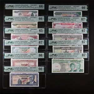1995-98 カンボジア国立銀行 100-100000 リエル「SPECIMEN」PMG65/66/67EPQ UNC 11PCS