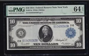 US 1914 $10 FRN ˥塼衼϶ FR 911a PMG 64 EPQ V Ch CU (563)