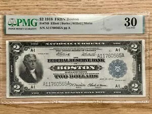 1918 $2 FRBN ボストン戦艦 PMG VF 30 Fr#749 エリオット バーク