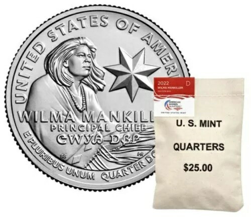 2022-D ウィルマ マンキラー シールド 100 コイン バッグ アメリカン レディース クォーター AWQ 22WBF