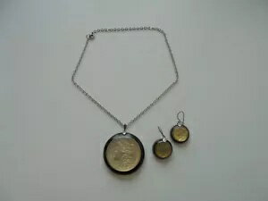 1887 モーガン シルバー ダラー コイン ペンダント ネックレスと 1945 マーキュリー ダイム イヤリング