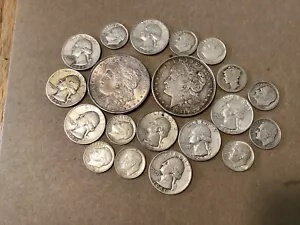 ジャンク 90% シルバー ロット 額面 5 ドル、2 モルガン ドル、8 四半期、送料無料