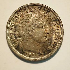 1911 **P** バーバー シルバー ダイム ***ナイス コイン!*** - 送料無料! X8664