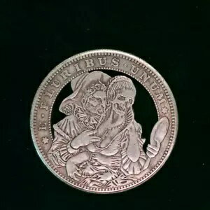 ハンドカットのホーボーコイン 海賊の男性と女性 スペイン 売春宿 アメリカ アート ホーボー ドル