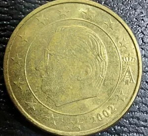 世界のコイン: 2002 年ベルギー 50 ユーロ セント硬貨、表面にアルバート王が描かれています。