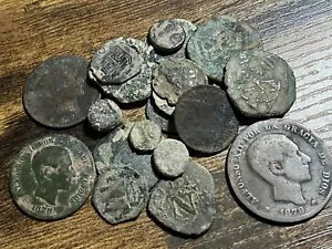ロット 25 古いコイン スペイン中世の海賊黄金時代ローマ帝国汚れた現代