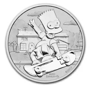 2020 p シンプソンズ BART SIMPSON スケートボード ツバル $1 シルバー 0.999 ドル地金