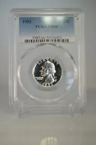 PR66 1953 PCGS グレード シルバー ワシントン クォーター プルーフ カメオ コインのような外観