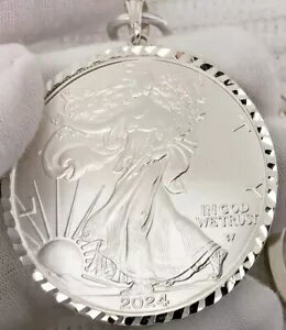 スターリングシルバー ダイヤモンド (S925) ベゼル 1オンス シルバー *2024* アメリカン イーグル キー..