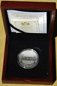 英国王のスピーチ 80 周年記念 ?5 2019 ガーンジー島 箱入り .925 シルバー コイン & COA