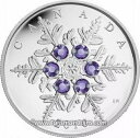 カナダ 2010 クリスタル スノーフレーク $20 1 オンス シルバー ホリデー PRF、タンザナイト スワロフスキー付き