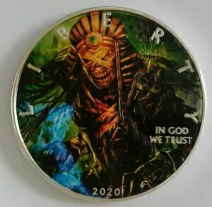 ハロウィーン 恐怖の夜 カラー化された米国シルバー イーグル ドル 箱と COA 付き