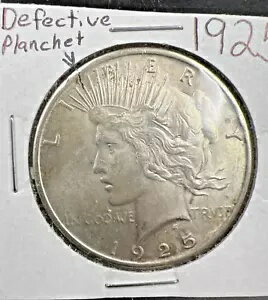 1925 P $1 ピース シルバー ダラー コイン欠陥ひび割れプランシェ エラー XF
