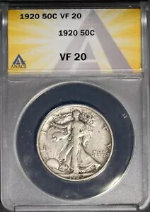 1920 50c С  Хƥ ϡե顼 VF 20 ANACS # 7577338 + ܡʥ