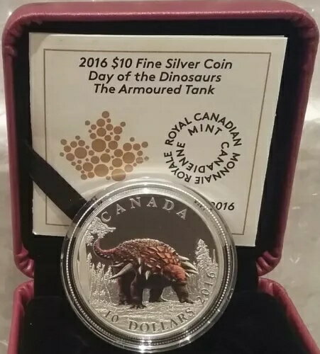 恐竜装甲戦車 $10 2016 純銀プルーフカラー カナダコイン