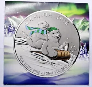2016 カナダ ギフト そりビーバー $25 .999 シルバー カラー COA 2 pic#1117