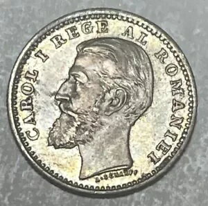 ルーマニア - キャロル I - 50 バニ - 1900 - Km-23 - 小さな銀貨 - AU/BU スライダー!