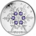 カナダ 2010 クリスタル スノーフレーク $20 1 オンス シルバー ホリデー PRF、タンザナイト スワロフスキー付き
