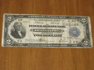 1918 年 2 ドル連邦準備銀行券フィラデルフィア「戦艦」神父756