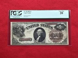 FR-28 1880 シリーズ 1 ドル米国法定通貨紙幣 *PCGS 20 極細*