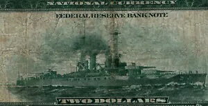 シカゴ地区紙幣の 2 ドルの 1918 年連邦準備銀行の戦艦