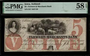 1857-59 $5 ѻ - ｣å - եޡ & ޡ Х - PMG 58 EPQ