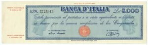 5000  TITOLO PROVVISORIO MEDUSA REPUBLICA ITALIANA 28/01/1948 BB+