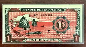 [478499927] フランス領インドシナ 1 ピアストル 赤 (1942-1945) AU-UNC レアノートスタンプ