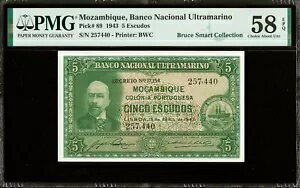 モザンビーク 5 エスクード 1943 ピック-89 UNC PMG 58 EPQ について