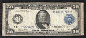 FR。 1039a 1914年 $50 50ドル フランス連邦準備制度理事会 オハイオ州クリーブランド バージニア州
