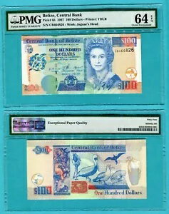 ベリーズ 100 ドル 1997 P65 UNC - PMG 64EPQ