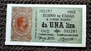 イタリア財務省ブオーニ ディ カッサ 1893 1 リラ紙幣猫。 #33