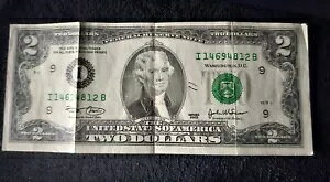 2003 シリーズ 2 ドル紙幣 LOW 「I」 シリアル番号 - 鮮明でクリーン