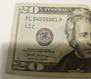 歪んだ印刷の 20 ドル紙幣