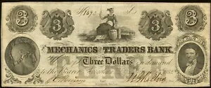 1852 - D.C. ジョージタウン - 機械工 & トレーダーズ バンク $3 - ニース未流通 & 希少