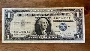 1957 シリーズ A $1 US 1 ドル ブルー シール紙幣 - シルバー証明書