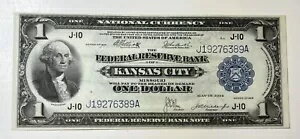 1918 年 大型米国ドル 1 ミズーリ州カンザスシティ連邦準備銀行国家通貨
