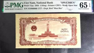 PMG GEM UNC 65 EPQ 1958 VIETNAM 1 Dong 