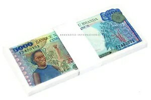 ルワンダ 5,000 5000 フラン 1988 P 22 UNC 100 個ロットのバンドル