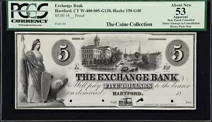 コネチカット州ハートフォード - Exchange Bank 18xx $5 PCGS 通貨 New 53 Proof について