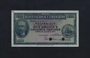 ポルトガル モザンビーク 2 $ 50 エスクード 1944 P-93s UNC 標本