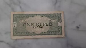 古い珍しい紙幣 インド 1 ルピー ボパール収容所 第二次世界大戦の捕虜