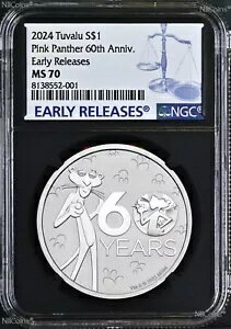 2024 ԥ󥯥ѥ󥵡 60 ǯ1 .9999 С $1  NGC MS70 ֥å  ER
