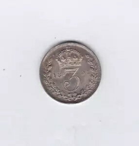 素晴らしい 1891 年ビクトリア ジュビリー ヘッド シルバー スリーペンス コイン、ミントコンディション